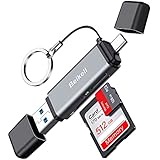 Beikell SD Kartenleser, Dual Stecker USB 3.0 & Typ C Kartenlesegerät Highspeed OTG Adapter für MMC/Micro-SD/TF/SDXC/SDHC/Micro-SDHC/Micro-SDXC/SD, Kompatibel mit iPhone 16 Series/Android/Windows/M