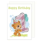 Edition Seidel Premium Geburtstagskarte zum 1. Geburtstag mit Umschlag. Kindergeburtstag Glückwunschkarte Billet Happy Birthday Junge Mädchen (G3372 SW023)
