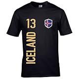 FanShirts4u Herren Fan-Shirt Jersey Trikot - Island/Iceland - T-Shirt inkl. Druck Wunschname & Nummer WM EM (XXL, Iceland/schwarz)