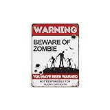 BAIWIFE Beware of Zombie Schilder, 30,5 x 40,6 cm, Vintage-Metall-Warnschilder über Zombie-Aktivitätsbereiche für Zäune, Höfe, G