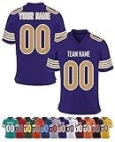 YAEILOV Personalisiert American-Football-Trikot Herren-Sporthemden, Personalisierte Schnelltrocknend Atmungsaktiv T-Shirt kurzärmelig und fügen Sie den Teamnamen für Männer Damen Kinder, S ~ 7XL