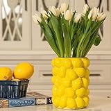 Zitronenvase – 15,2 cm Keramik-Tischvase im mediterranen Stil mit frischem Zitronen-Design – erhellen Sie Ihr Zuhause oder verschenken S