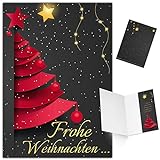 25er XL-Set WEIHNACHTSBAUM Weihnachtskarten zum Aufklappen - edle Klappkarten ideal privat & geschäftlich - Frohe Weihnachten Karten von BREITENWER