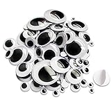 TOAOB 100 Stück Selbstklebend Wackelaugen Runde Schwarz Weiß 6mm bis 35mm Kunststoff Augen für Scrapbooking Kunsthandwerk Zubehö