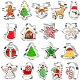 Keepaty 18 Stücke Weihnachten Ausstechformen Set zum Backen – Weihnachtsbaum, Lebkuchenmann, Schneeflocke, Weihnachtsmann und mehr Formen W