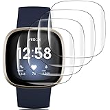 Rcokas [4 Stück für Schutzfolie Fitbit Versa 4 Displayschutz Schutz Fitbit Versa 3/4/Sense Folie, [HD][Soft TPU][Anti-Kratzen][Frei von Kratzern]