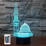 ItoNC 3D islamisches muslimisches Schloss Batteriebetrieben Acryl Kreative 3D Illusions intelligente Fernbedienung Farbverlauf Atmosp
