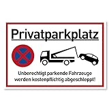 Privatparkplatz Schild Parken Verboten (30x20 cm Kunststoff) - Fahrzeuge Werden kostenpflichtig abgeschleppt - Klares Zeichen für Parkverbot - Parkplatz Schilder Privatgrundstück