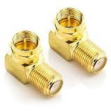 deleyCON 2 Stück Sat-Winkel-Adapter Set 90° Grad für Koaxialkabel F-Winkelstecker Winkeladapter F-Adapter F-Buchse 7mm Sat-Kabel Kupplung Verg