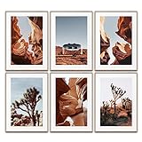 BLCKART Antelope Canyon Wandbilder Wohnzimmer Poster Set Natur Landschaft Wanddeko Wüste Bilder Schlafzimmer Deko Büro (6x DIN A4 (21 x 29,7cm))