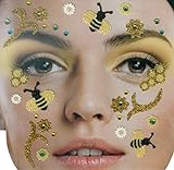 Brandsseller Gesichts-Tattoo Biene-Gold - Aufkleber Set Klebetattoos Temporäre Tattoos Halloween/