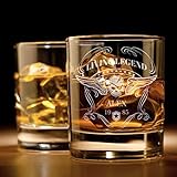 Whiskey Glas mit Gravur (Name & Datum) I Rockiges Totenkopf Design I Personalisiertes Whiskyglas für Männer & M