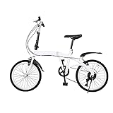 Susoso 20 Zoll Faltrad, Erwachsene Fahrrad Klappfahrrad 6-Gang Klapprad Camping City Bike - Doppelte V-Brake geeignet ab 135 cm-180 cm für Sport Outdoor Radfahren Pendeln, Weiß