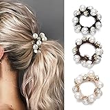 Runmi Haargummis, 3 Stück, Perlenhaarbänder, starke elastische Haargummis, Pferdeschwanz-Halter, Haarschmuck für Frauen und M