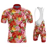 VOXCAUTQ Herren Radfahren Trikot und Trägerhosen,radtrikot set herren kurzarm,rennrad trikot herren,mit Polsterung GLE Feuchtigkeitstransport Professionelle benutzerdefinierte+fahrrad hose (Typ-14,L)