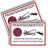 2 Stück Privatgrundstück Schild unberechtigte parkende Fahrzeuge werden kostenpflichtig abgeschleppt 20 x 30 cm aus stabiler PVC Hartschaumplatte 3mm mit UV-Schutz von STROBO