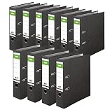 Original DINOR Ordner-Wolkenmarmor-Recycling - Made in Germany. 10er Pack 8 cm breit DIN A4 schwarz Aktenordner Briefordner Büroordner Pappordner Schlitzordner Grüner Balken Blauer Eng