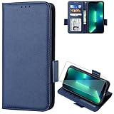 FortiCase Hülle + Displayschutzfolien für Sony Xperia 8,Flip Magnet Leder mit Hülle Kartenfach WalletStandfunktion Case,Klappbar Stoßfest Handyhülle - DarkBlue-LZ4