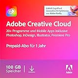 Adobe Creative Cloud All Apps | Grafik Design Software | Generative KI Features | Vektor-Illustration, Layout und Bildbearbeitung | PC/M