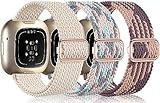 Epova Armband Kompatibel mit Fitbit Versa 3 Armband/Versa 4 Armband/Sense Armband/Sense 2 Armband Damen Herren, Weich Elastisch Nylon Ersatzband für Fitbit Versa 3 Armband/Fitbit Versa 4 Armb