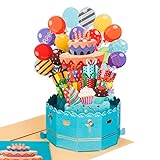 Fanshiontide 3D Geburtstagskarte, Pop Up Geburtstagskarte mit Umschlag, Ballon Happy Birthday Geburtstagskarte für Kinder, Frau, Mutter, Familie oder F