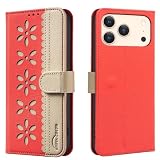 Generic Schutzhülle kompatibel mit iPhone Xs Max (Farbe: Rot), Premium-Blumenmuster, Klapphülle, Leder, magnetisch, R
