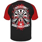 Herren Tshirt Dart Trikot Double Makes Money (mit Rückendruck) Größe S - 5XL Baseball Schwarz/R