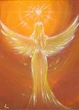 Engelbild, Kunstfoto: Das Herz weiß es Herzbild mit Engel, in Braun Orange Gelb, Spirituelles Wandbild, Genesungsgeschenk
