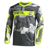 O'NEAL | Motocross-Shirt langarm | Kinder | MX MTB Mountainbike | Leichtes Material, ergonomischer Slim Fit Schnitt für perfekte Passform | Element Youth Jersey Camo V.22 | Grau Neon-Gelb | XL