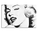 Paul Sinus Art 120x80cm Leinwandbild auf Keilrahmen Marilyn Monroe Portrait Gesicht schwarz weiß Wandbild auf Leinw