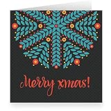 Graue nordische Weihnachtskarte im Strick Look (quadratisch, 15,5x15,5cm mit Umschlag) mit folklore Stern: Merry Xmas - geschäftlich & p