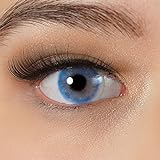 Kontaktlinsen farbig blau ohne Stärke | Natürlich | 2 Stück weiche Jahreslinsen + Behälter, Pinzette, Einsetzhilfe von Charmiga | Aruba Blue 0.00 Diop