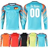 OPUTWDF Torwarttrikot mit Namen Nummer Personalisieren Fußball Torwarttrikots für Jungen Kinder Benutzerdefiniert Torwart Trikots mit Mannschaft Log