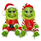 Hirsrian Grinch Plüschtier, 2 Stück Grinch Kuscheltier, Weihnachten Grinch Plüsch Deko, Grinch Plush Toys, Grinch Plushies Geschenk für Weihnachten Haus Dekoration, MWJ014