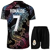 KISRAS Madrid Kinder Trikot #7 No Sonderdesign Limitierte Auflage Fußball Trikot Shorts Kinder und Jugend Größe(Mix,176)