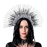 COSUCOS Heiligenschein Krone Gothic Kopfschmuck Schwarz Spikes Krone Königin Stirnband Göttin Kopfbedeckung Hexe Kopfbedeckung Halloween Kostüm für Cosplay Fotoshooting