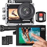 Exprotrek Action Cam 4K Unterwasserkamera Wasserdicht 40M Ultra HD 20MP Kamera 170 ° Ultra-Weitwinkel WiFi Camcorder EIS Stabilisierung mit Dual 1350 mAh Akk