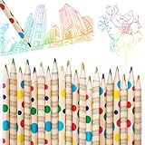 Regenbogen Buntstift, Reastar 30 Stück Zeichnung Bleistift 4 in 1 Regenbogenfarben Buntstift Zauberstift Farbstift - für Kunst Zeichnung, Färbung und Sk