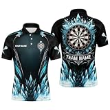 Blaues Ice Dartboard Personalisiertes Darts Polo & Quarter-Zip Shirt – Cooles Darts Shirt für Herren & Damen – Dart Trikots L1241