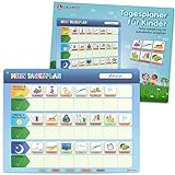 LIKARTO Tagesplaner für Kinder - Montessori Magnettafel Kinder inkl. 152 Magnete & Kordel - Komplett beschreib- und abwischbar - Tägliche R