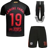 DMDMK Barca Yamal #19 2024/2025 Auswärts Trikot Shorts und Socken Kinder und Jugend Größe (Auswärts, 30 (12-13 Jahre))