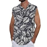 Bedrucktes Tanktop für Herren im Sommer-Freizeit-Stil mit Wrinkle-Waschung Shirt (Grey-C, S)