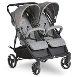 ABC Design Zwillingsbuggy Twin Circle - leichter und wendiger Kinderwagen für Zwillinge mit Liegefunktion, klein zusammenklappbarer Geschwisterwagen - Woven Grap