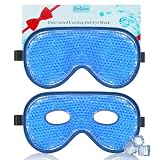 BeeVines Eis-Augenmaske, 2er-Pack JUMBO Kühlende Gel-Masken für geschwollene Augen für Männer & Frauen, kalte & warme Kompresse für Post-Chirurgie, Schwellungen, Allergien (A01 Blau & Blau)
