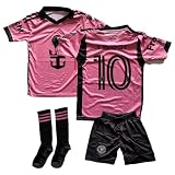 Miami #10 Kinder für Trikot Fußballtrikot, Rosa 2025-26 Neue Saison, Kinder Trikot Set mit Shorts, Socks und Armband Geschenk, Sport Jersey, Fußball Training Jersey (164-Rosa)