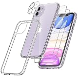 FLLAO Handyhülle für iPhone 11 Hülle mit 2 Schutzfolie und 1 Kameraschutz, Weiche TPU Silikon Stoßfest Schutzhülle [Schutz in Militärqualität] Durchsichtige Kratzfest Dünne für iPhone 11