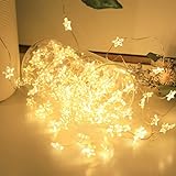 SALCAR 10m USB Lichterkette Sterne Deko Weihnachten, 100er LED Weihnachtsbeleuchtung Innen Außen, Kupferdraht Sternenlichterkette, Warmweiß