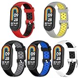 Armband für Xiaomi Smart Band 9/10/8 Armband Damen Herren,Weich Silikon Sport Ersatzarmbänder Uhrenarmband für Mi Band 10/9/8 (5er Pack A)