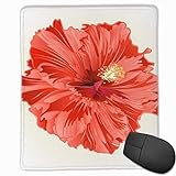 Mauspad Hibiskus Lachs Farbe Einfache tropische Blume Mausmatte, genähte Kanten Gaming Mausp