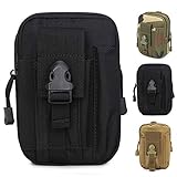 ZhaoCo Taktische Hüfttaschen, Nylon Militär Kompakt MOLLE EDC Tasche Gürteltasche Beutel Taille Taschen für Gadget-Dienstprogramm Handy Camping Wandern und Reisen - Schw